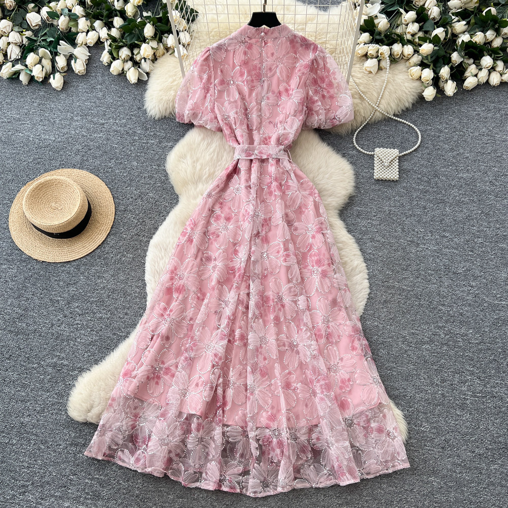 Lace Sequin Maxi Dress for Women High Waist A Line Silhouette Elegant Style Perfect for Summer Parties Wholesale