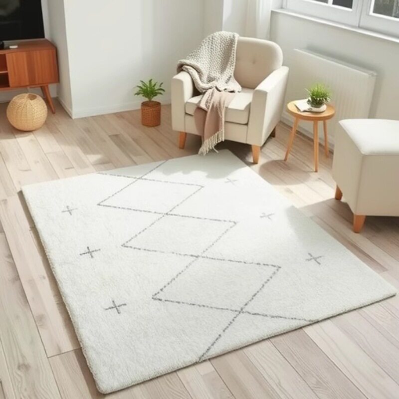 Nordic Style Carpet Living Room Modern Simple Coffee Table Carpet Moroccan Style Black and White Bedroom Bedside Carpet Bay Window Mat