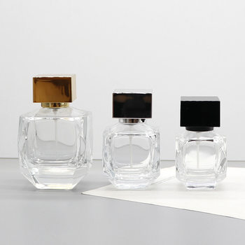 30ml Wholesale Crystal White Square Glass Perfume Refill Bottle Transparent Spray Bottle Bayonet Cosmetics Empty Bottle