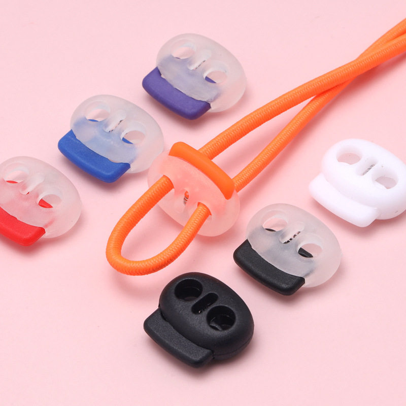 Colorful plastic spring buckle double-hole pig nose buckle nylon shoelace anti-slip buckle shoes backpack elastic rope adjustable buckle