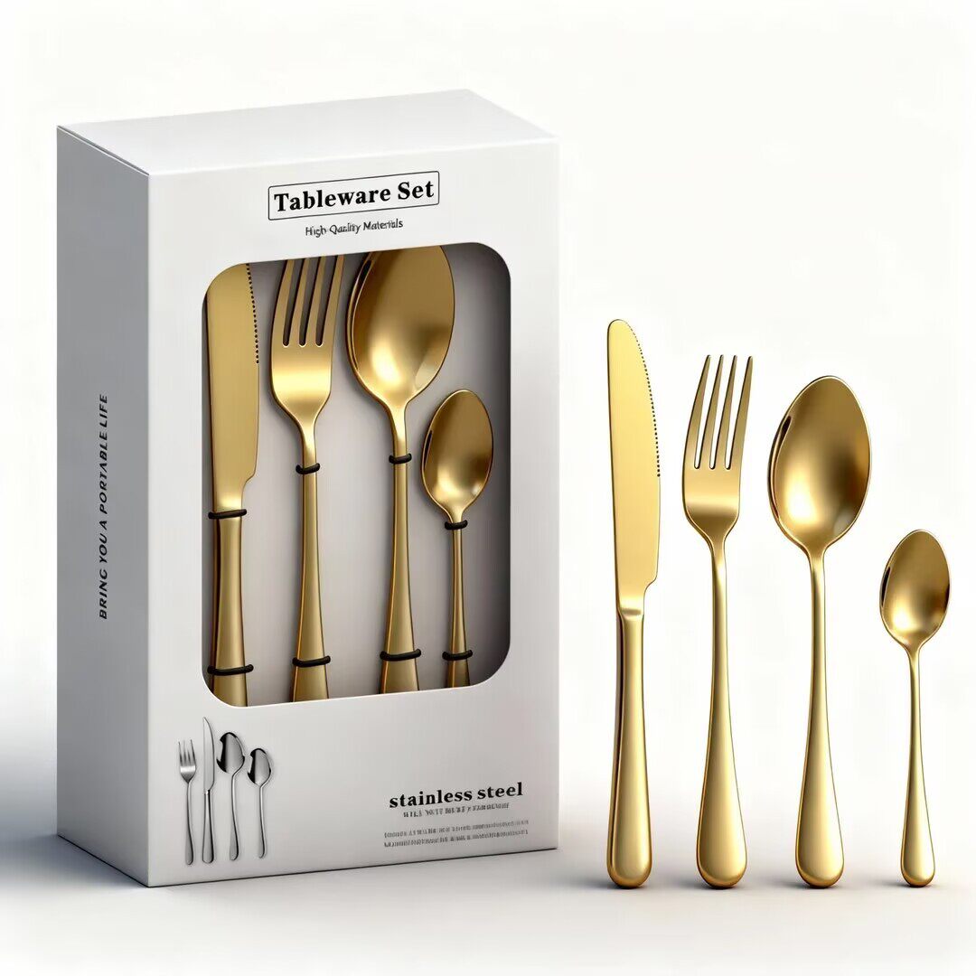 Stainless steel 1010 knife, fork and spoon 24 piece set cross-border hot hotel western tableware 24 piece set window gift box suit