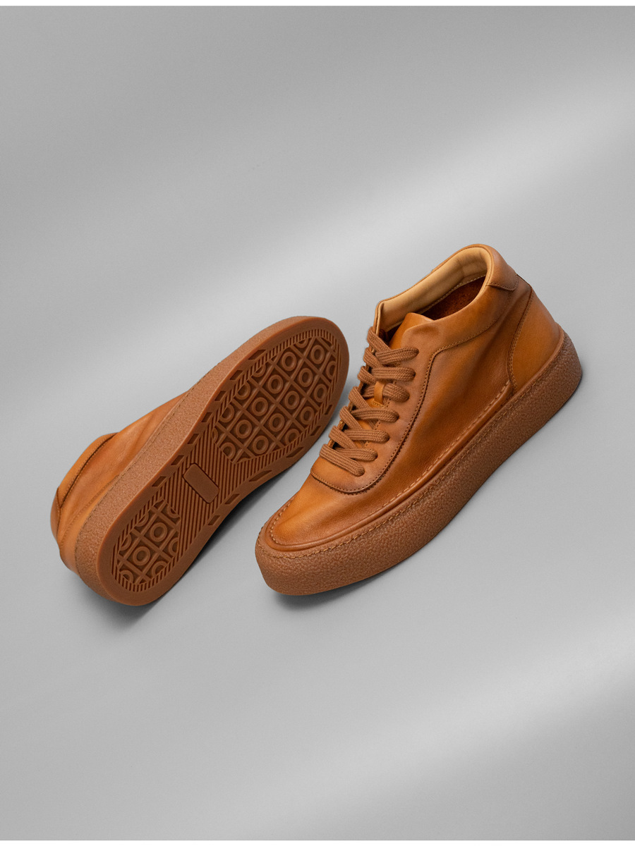 Giày sneaker nam da bò màu nâu dễ phối đồ — Màu nâu