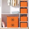 Hermès Orange Storage Basket Cotton and Linen Eva Thickeneded Foldableing Wardrobe Storage Basket Clothes Socks Sundry Storage Box