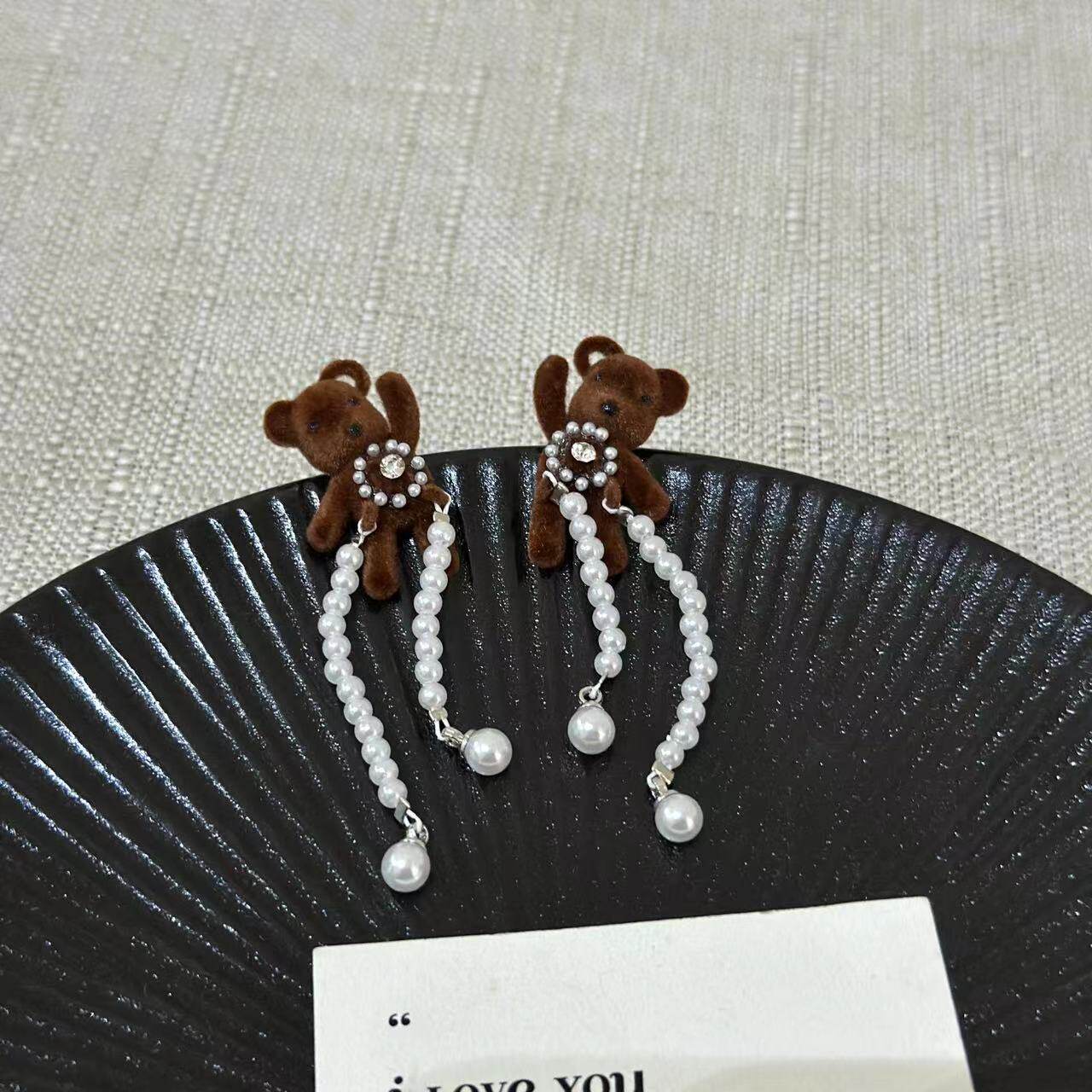 Dスタイル ブラウンパールベアピアス