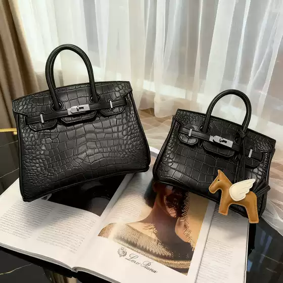 Cross-Border Women's Bags, Tiktok Dropshipping, New Crocodile Pattern Platinum Bag, Large Capacity Kelly Handbag, Handbag, Crossbody Bag