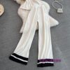Fashionable suit Women's Korean-style Sleeveless Slim-fit Knitted Top Casual High Waist Slimming Straight Leg Wide-leg Pants Two-piece Set