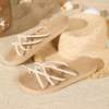 Welcome to inquire for ladies flat sandals imitation hemp rope fake hemp PVC leather strip cross-belt slippers Chaozhou cross-border