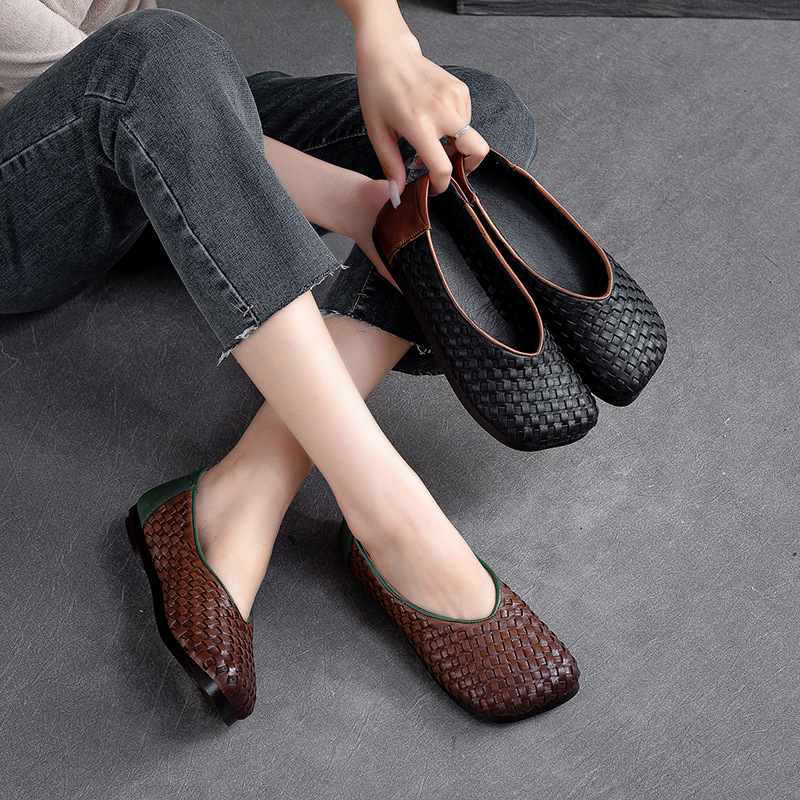 (Mới) Mã B2755 Giá 2100K: Giày Bệt Nữ Huaidu Hàng Mùa Xuân Thu Đông Trung Niên Phục Cổ Cổ Điển Giày Dép Nữ Chất Liệu Da Bò G05 Sản Phẩm Mới, (Miễn Phí Vận Chuyển Toàn Quốc).