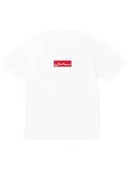 26Ss Arabic Box Logo Tee Box Red Label Printed Short-Sleeved T-Shirt Base Layer Shirt