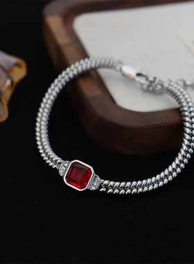 酷欧美复古个性夸张红色锆石锁骨项链女百搭小众时尚简约颈链手链