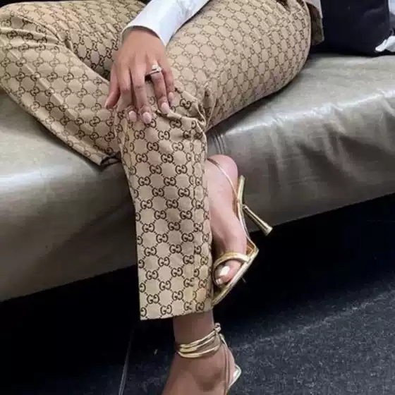 New fashion loose-fitting versatile couple's letter-print casual pants for men and women, khaki high-waisted, in stock