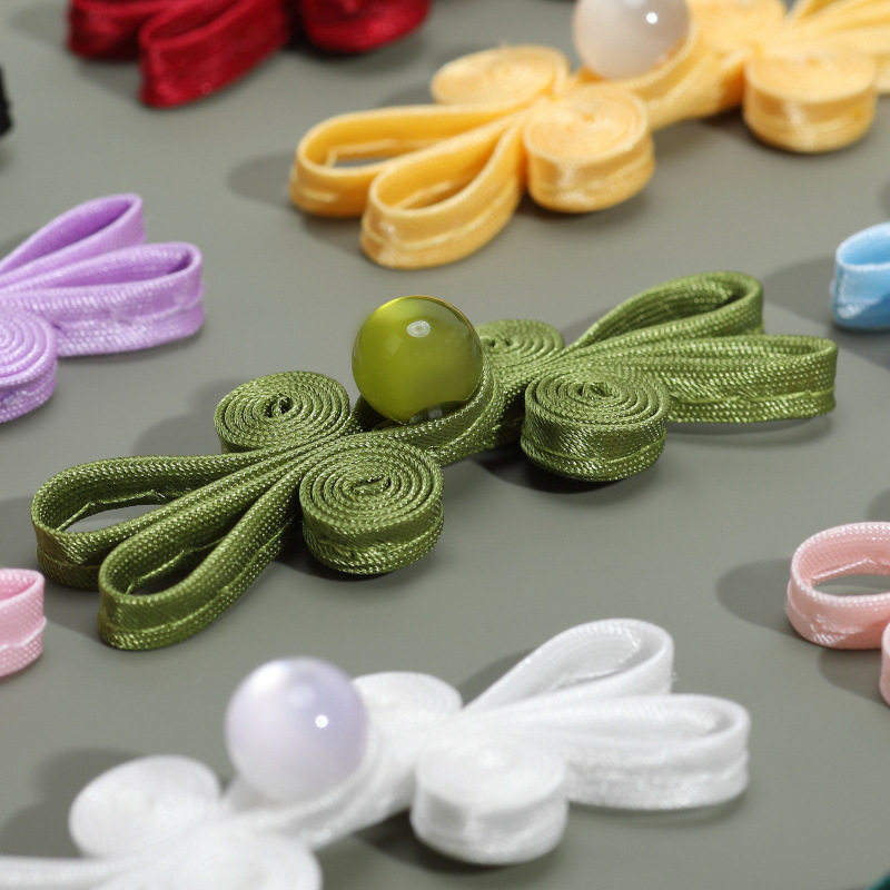 Hengmeihe Class B cheongsam jade beads rabbit ear buckle button new Chinese hand-woven button Hanfu decorative accessories