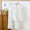 Spring and Summer Postpartum Clothing with Breast Pads, Spring and Autumn Pure Cotton Gauze Postpartum Nursing Pajamas, Pregnant Women's Summer Thin Four-Season Clothing
