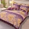 Popular Live-Streamed Fleece-Lined and Thickened Milk Velvet Four-Piece Bedding Set, High Weight, Soft Printed Gold Carving Velvet Gift Bedding