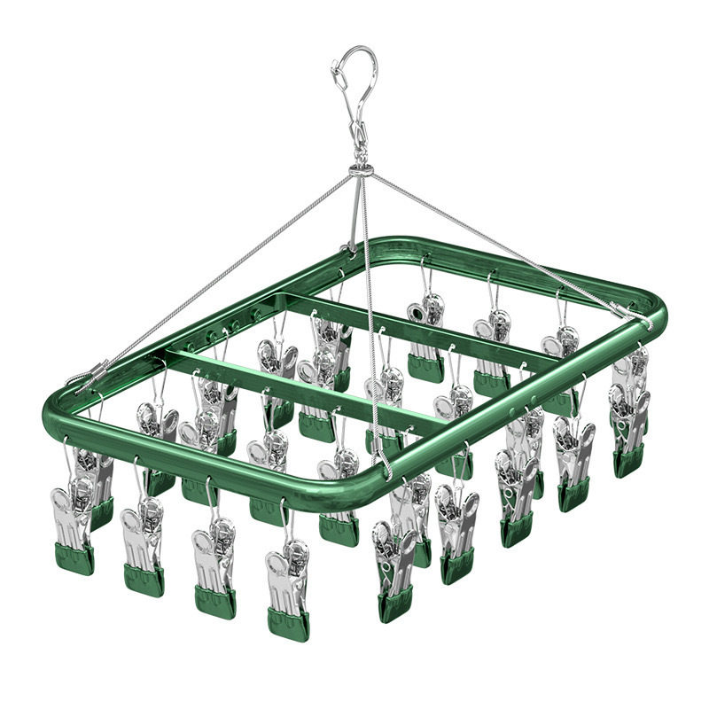 Underwear Drying Rack with Multiple Clips, Stainless Steel Socks, Aluminum Alloy Drying Rack, Balcony Drying Belt, Household Artifact Socks