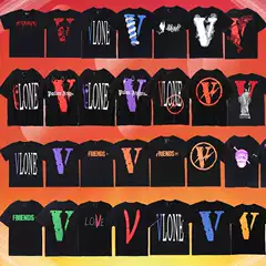 Authentic Vlone Fog Large V Short-Sleeve Chinese Dragon Limited Edition Hiroshi Fujiwara Wang Yibo Same Style Trendy Brand Men's Loose T-Shirt