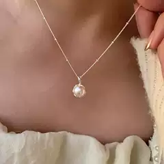 Ins Style 925 Sterling Silver Single Natural Pearl Necklace Women's Elegant Light Luxury Irregular Pendant Collarbone Chain