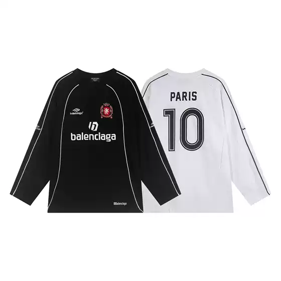 Cross-Border Export Wholesale Spring and Summer New Paris B United Round Neck Long-Sleeved Jersey T-Shirt Couple Men and Women Same Style Trendy