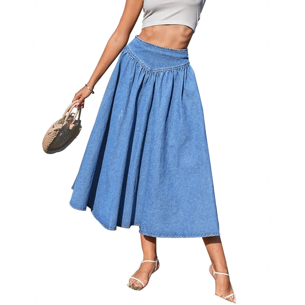 A Line Denim Skirt for Women Trendy Design Comfortable Fit Versatile Style Perfect for Casual Outings Wholesale