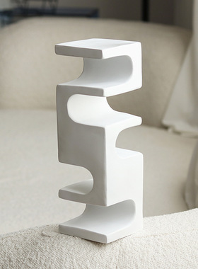 现极简创意抽象几何凹槽摆件 样板间客厅书房艺术感摆设软装饰品