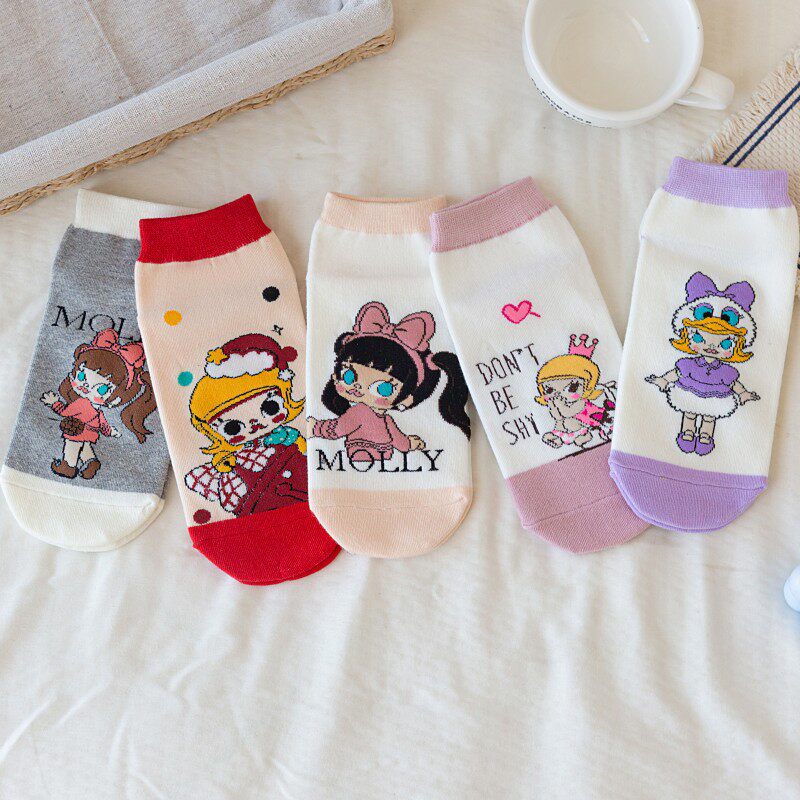 袜子女春秋薄款透气水果袜浅口隐形ins潮可爱日系船袜春夏学生袜