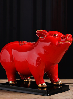 诸事大吉招财猪生肖猪摆件柿子客厅电视柜酒柜装饰送朋友生日礼物