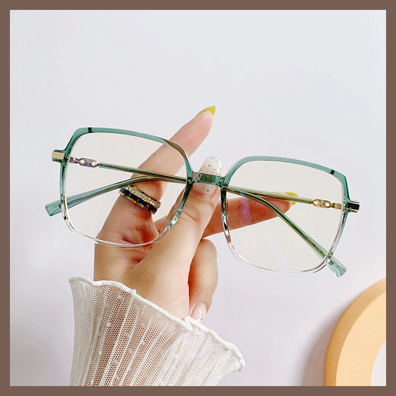 New anti-blue light glasses frame fashion generous frame big face slimming Plain Street flat mirror female myopia finished mirror