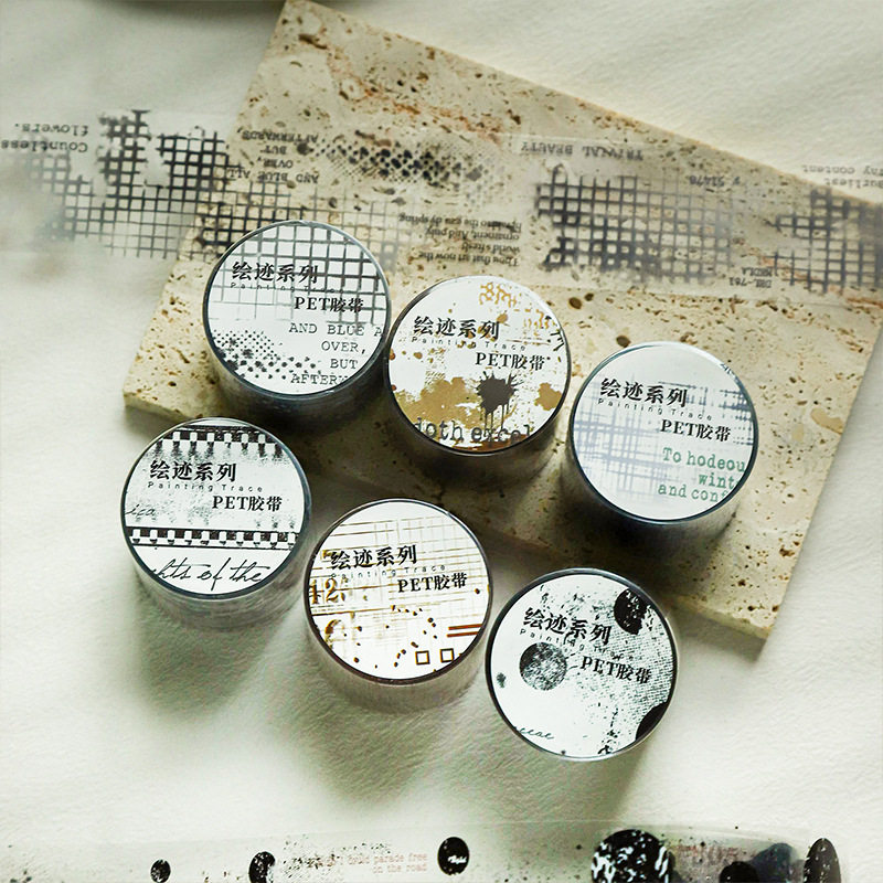 Ketchup girl PET tape painting trace series mottled collage theme material hand account backing paste 6 options