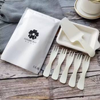 Cake Tableware, Disposable Cake Plates, Cutlery, Various Combinations, Rectangular Thickened Pulp Plate Set, Cross-Border E-Commerce