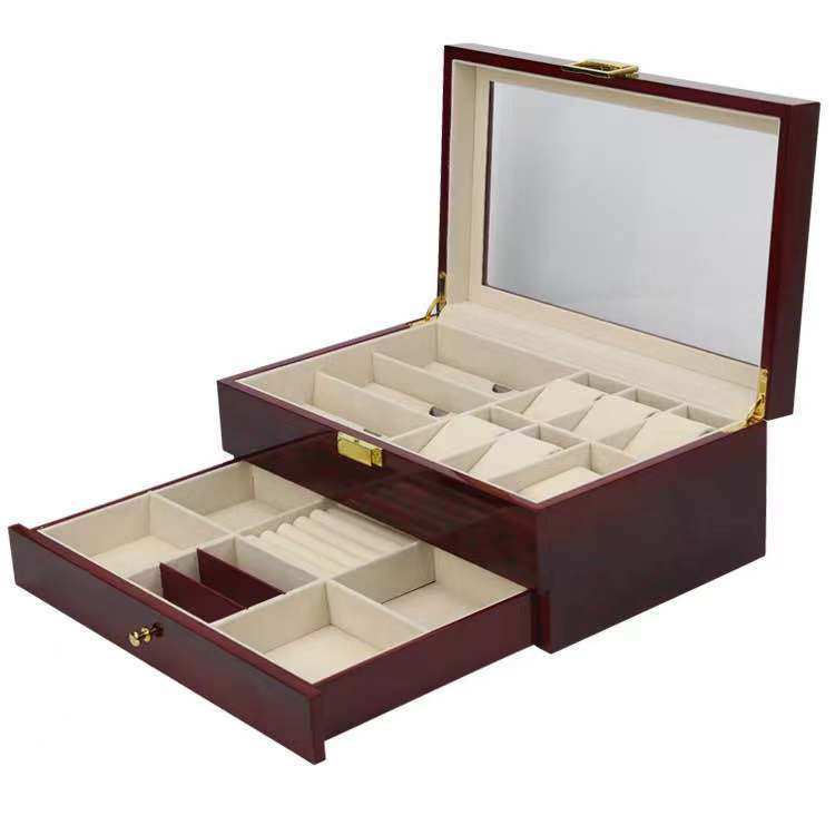 Paint double-layer watch glasses jewelry box watch glasses box three-in-one storage box jewelry watch display box