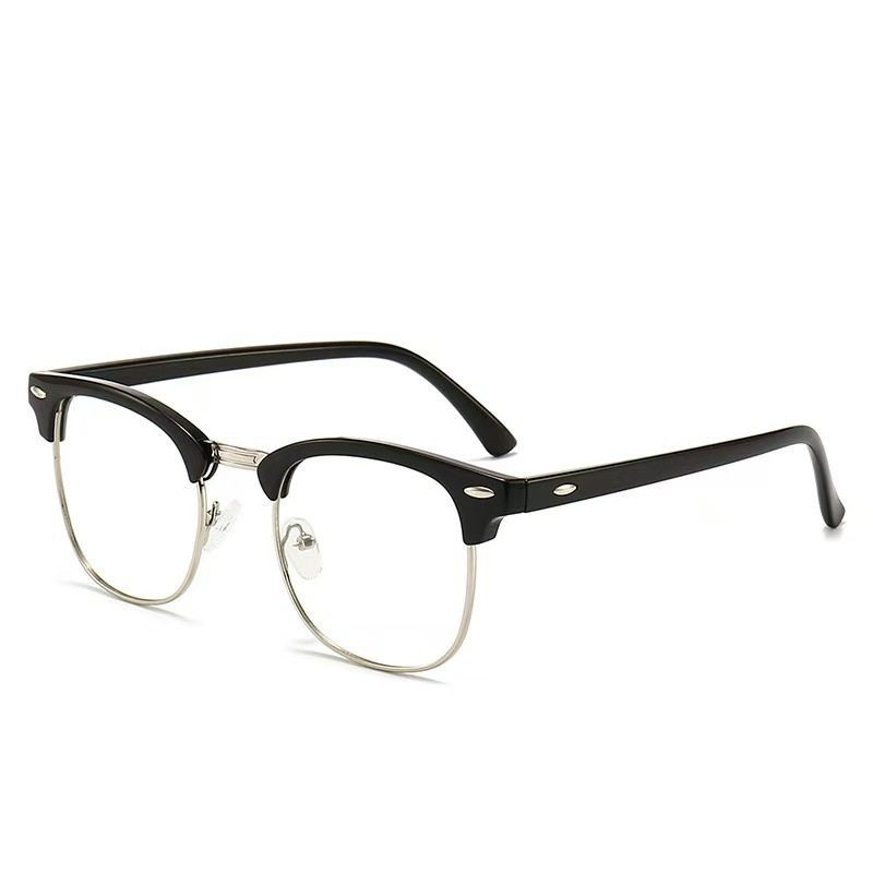 Business Frame Anti-Blue Light Glasses Frame Half Frame Plain Face Slimming Flat Mirror Fashion Cross-Border Rice Nail Sunglasses