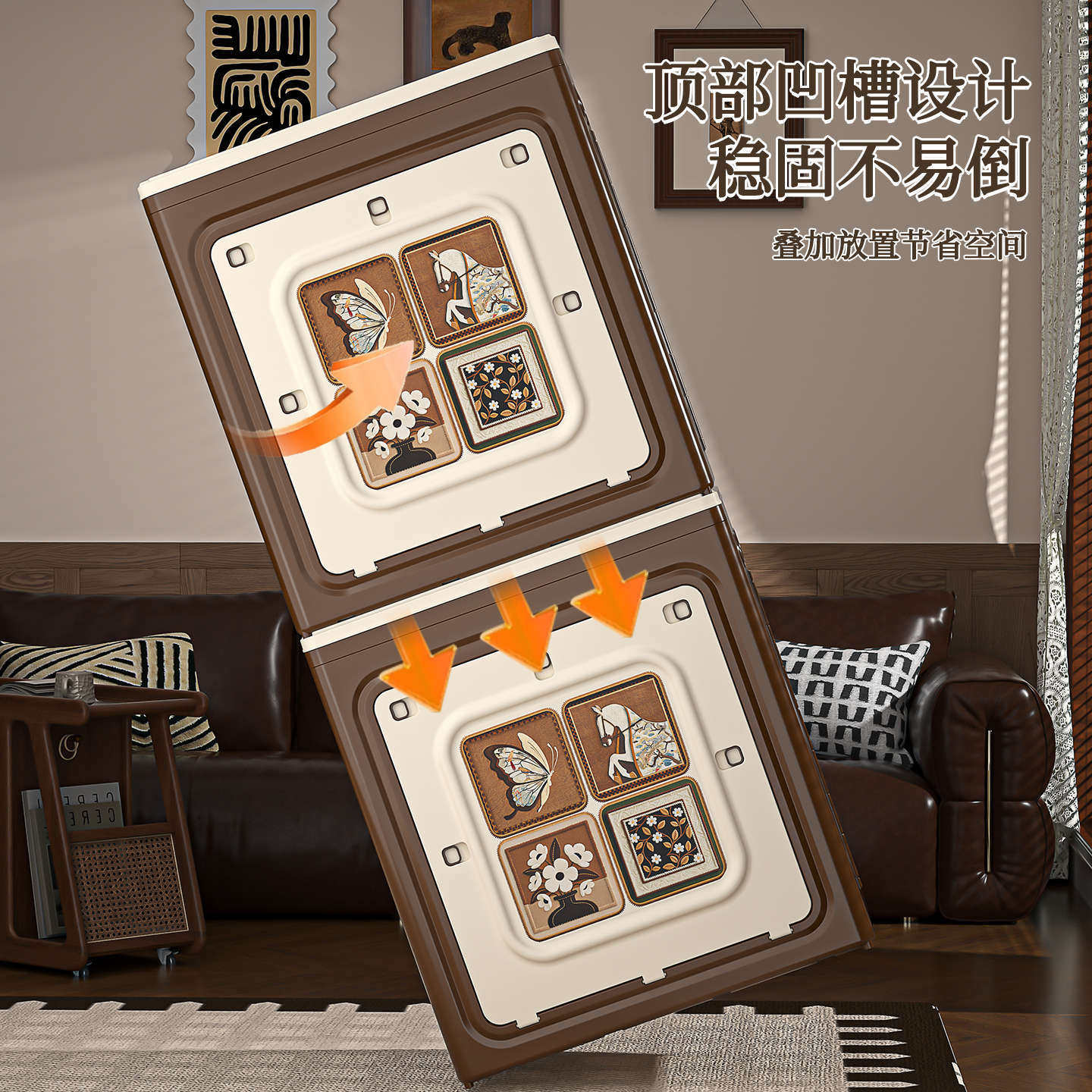 [Carefully Selected]Large Capacity Foldable Storage Box for Vintage Style Clothes, Quilts, Toys, and Snacks