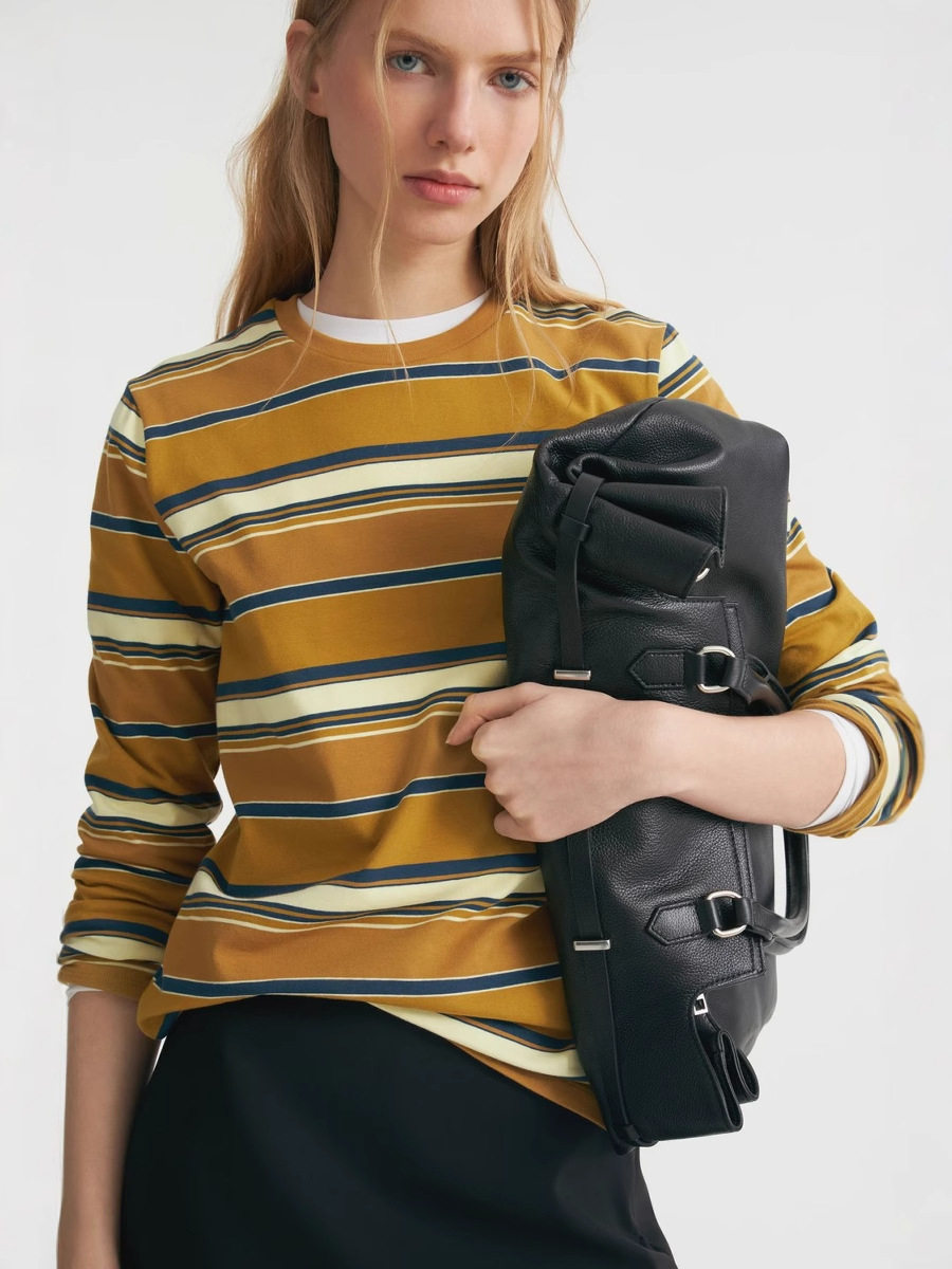 Striped Long Sleeve T Shirt for Women Casual Loose Fit Slimming Design Autumn Collection Wholesale Available