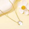 Lucky Necklace Girls' Double-sided 13MM Four-leaf Clover Necklace Titanium Steel 18K Gold Simple Pendant Light Luxury Cyber Celebrity Collarbone