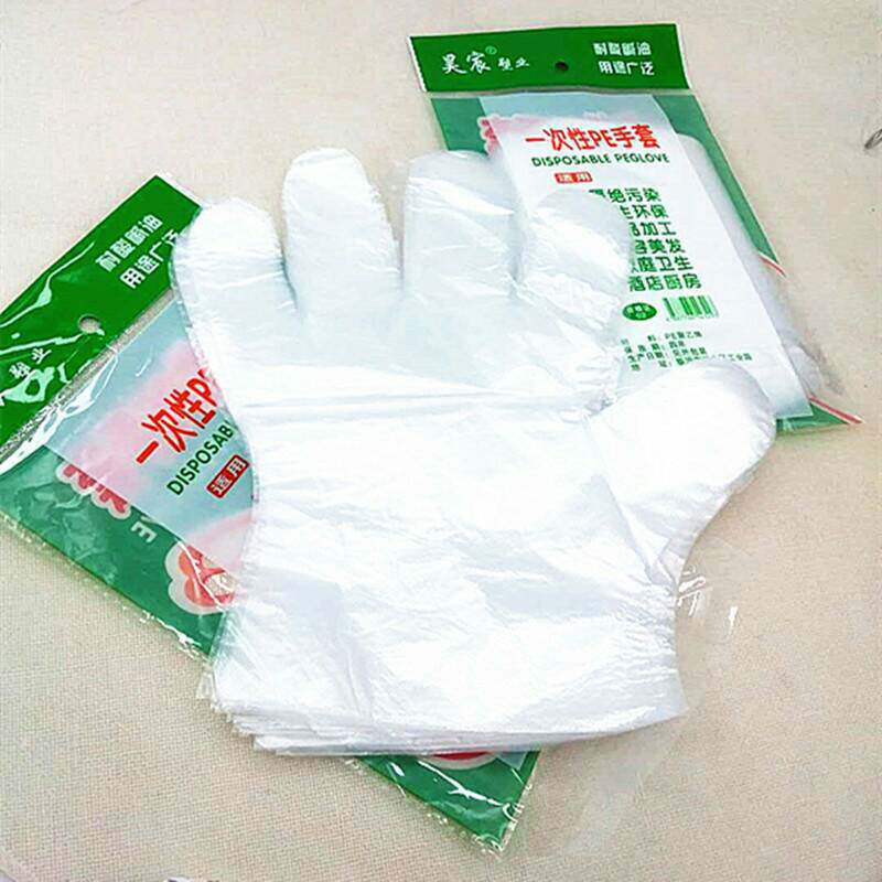 Disposable gloves catering food household transparent PE plastic thin kitchen gloves edible hygiene gloves wholesale