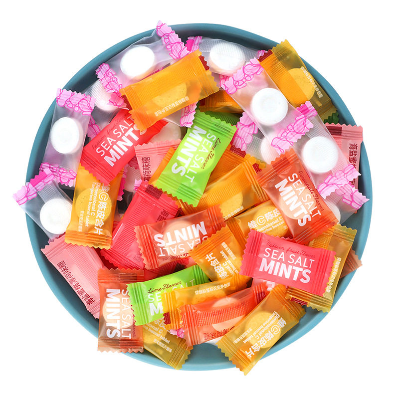 Yiguolin Candy Bulk Wholesale Snacks Cheap Large Volume Vitamin C Tangerine Peel Lozenges Mint Candy Snacks Internet Celebrity Hot Style