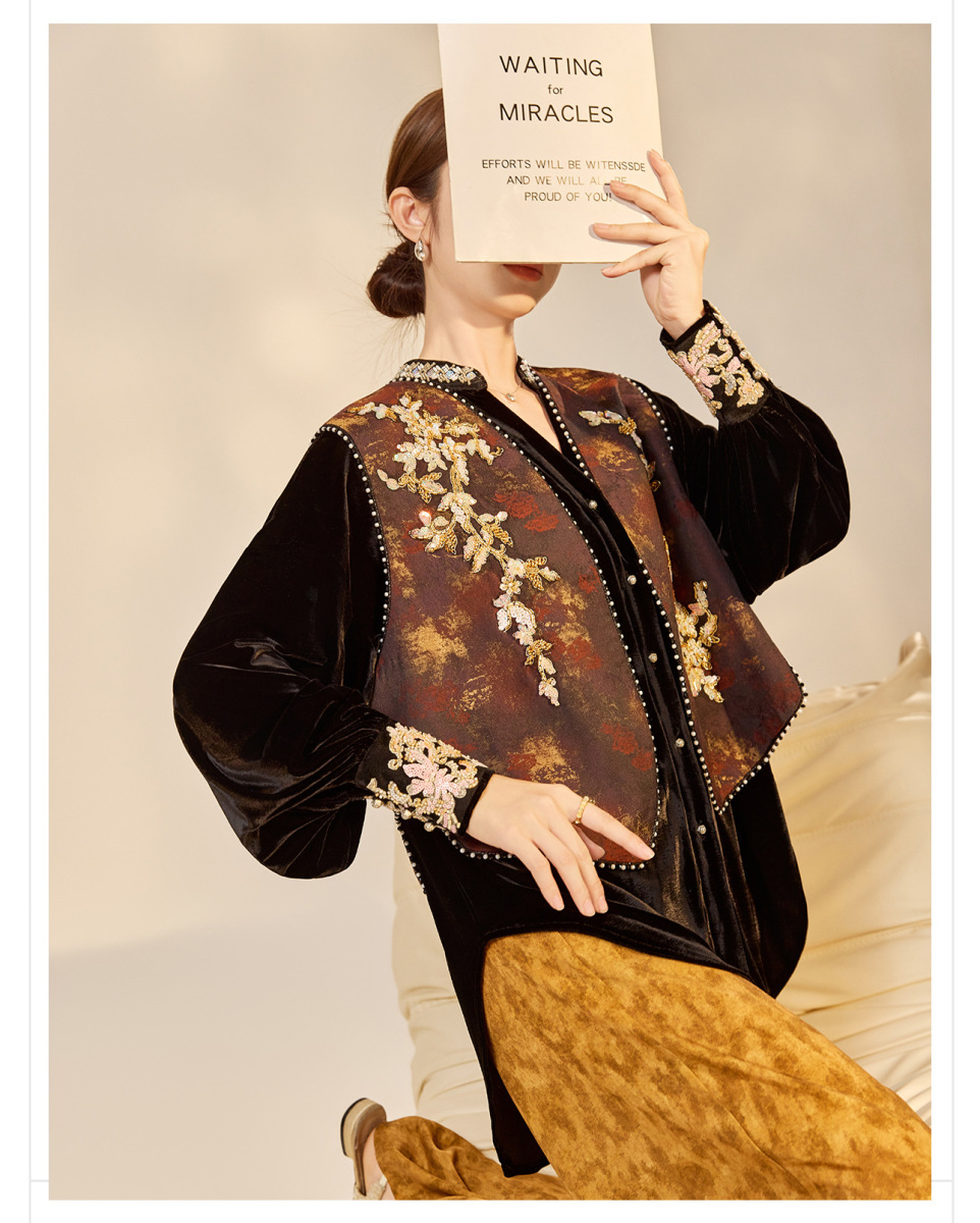 Áo gile nữ dáng vest thêu hoa không tay phối cúc — Áo gi - lê (7 ngày)