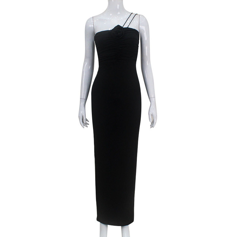 Elegant Floral Ruched Bodycon Dress French Style Sexy Silhouette Sleeveless Soft Fabric Perfect for Parties and