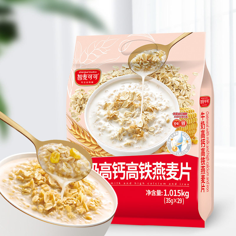Oatmeal Manufacturer Direct Sales Milk High Calcium High Iron Oatmeal 1015g Ready-To-Eat Nutritious Breakfast Meal Replacement Cereal
