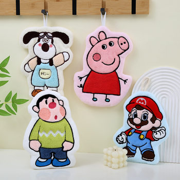 Super Mario Cartoon Hanging Hand Towel Absorbent Hanging Kitchen Bathroom Coral Velvet Hand Towel