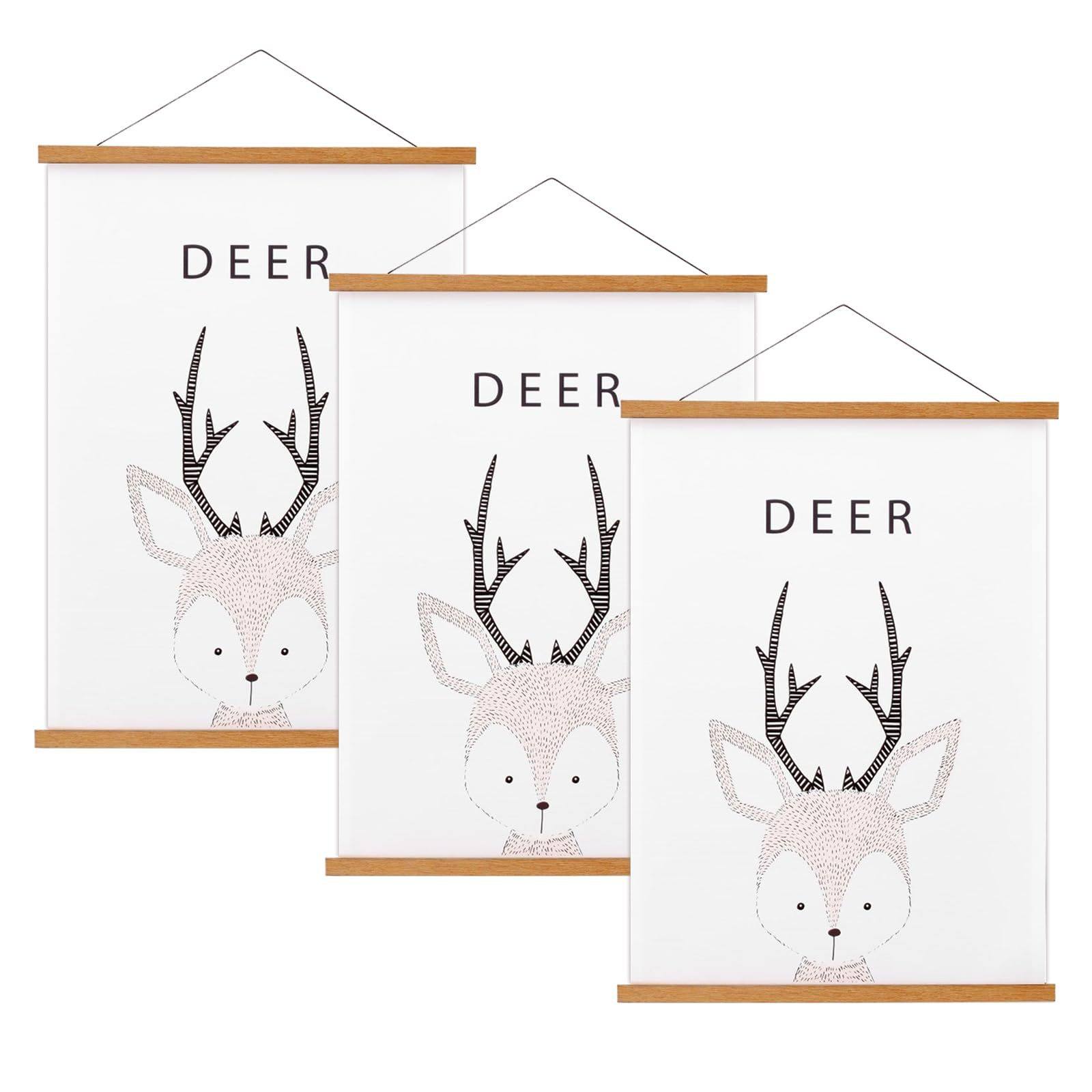 Handmade Wooden Magnetic Hanging Picture Frame Poster Display Photo Frame Calligraphy Painting Artwork Mounting Scroll Decoration