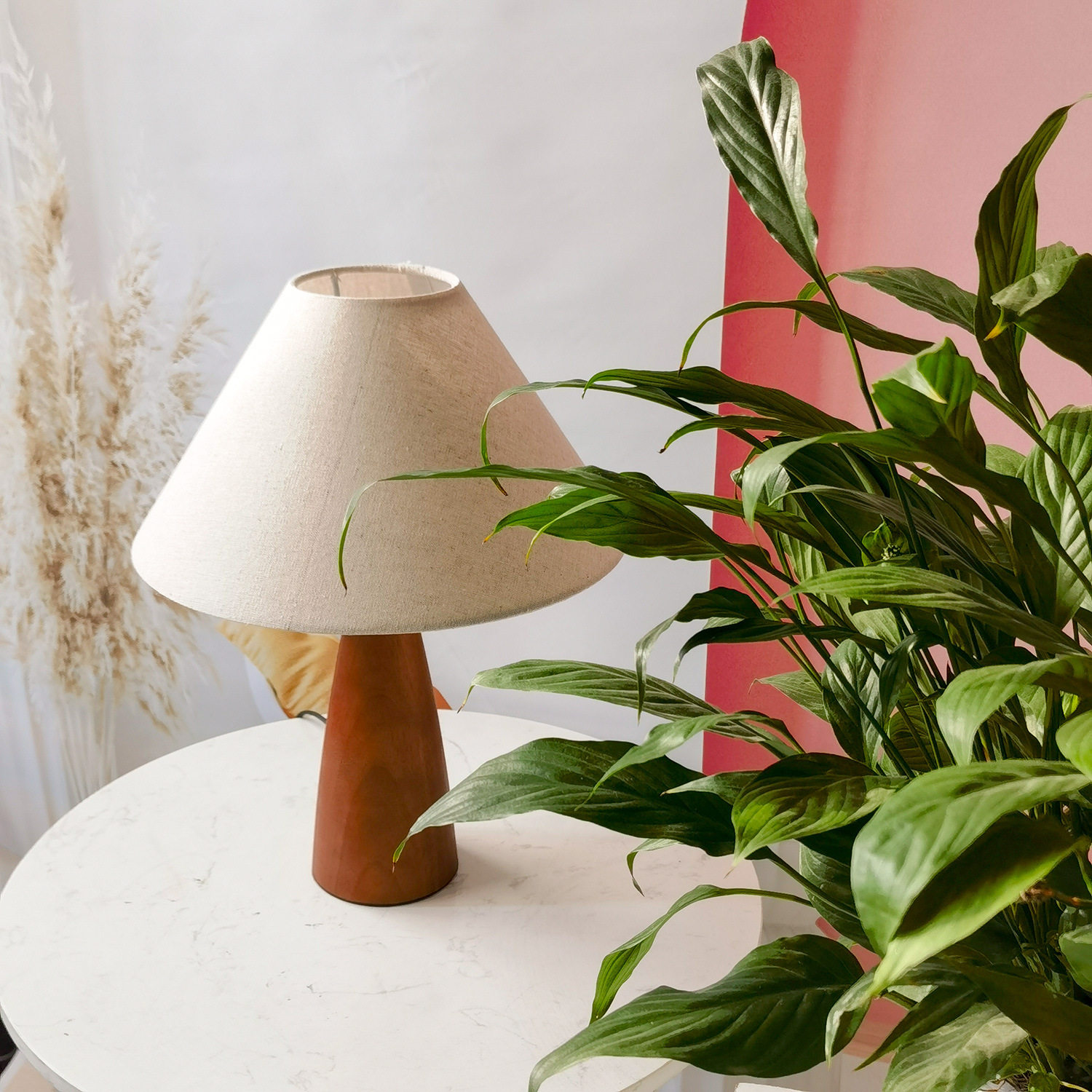 High-End Retro Solid Wood Table Lamp, Medieval Simple Handmade Goatskin Paper Wabi-Sabi Style Bedroom Decoration American Bedside Lamp