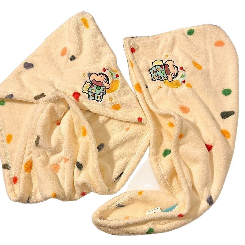 New Cute Cartoon Hair Drying Cap for Women, Water-Absorbent, Quick-Drying Hair Shower Cap, Adult Shampoo and Wipe Coral Velvet Towel