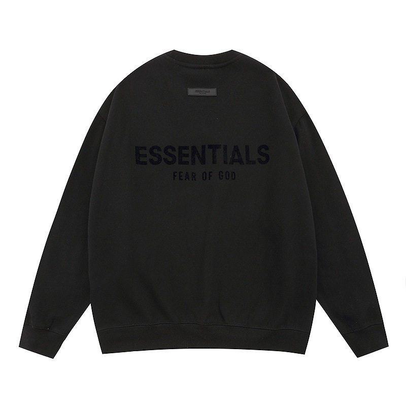新款FEAR OF GOD ESSENTIALS植绒字母男女休闲宽松加绒连帽卫衣潮