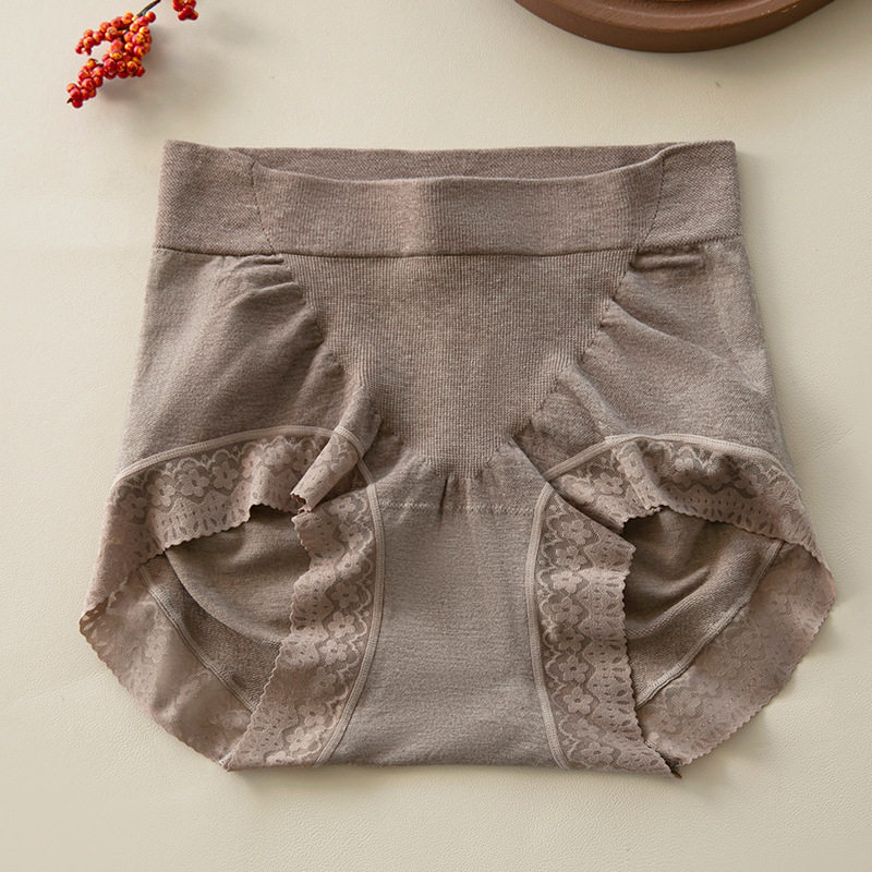 无缝内裤女100A抗菌桑蚕丝底档无痕包臀蕾丝中高腰收腹提臀大码
