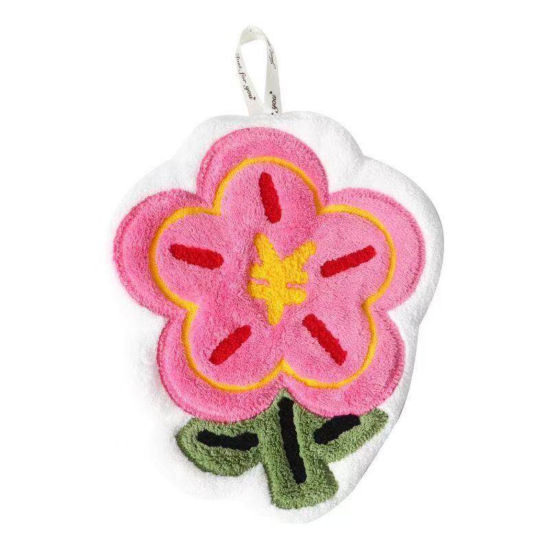 Rich flower wipe handkerchief factory wholesale kitchen bathroom wipe cloth coral fleece thick absorbent can be hung wipe towel