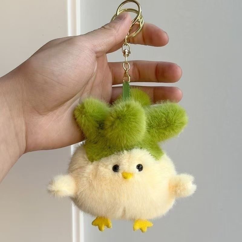 Garlic Bird Plush Toy White Chick Creative Doll Keychain Bag Pendant Gift Mini