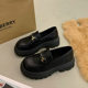 Thick-soled loafers women's shoes 2024 new explosions spring women's shoes muffin Joker small leather shoes black single-layer shoes