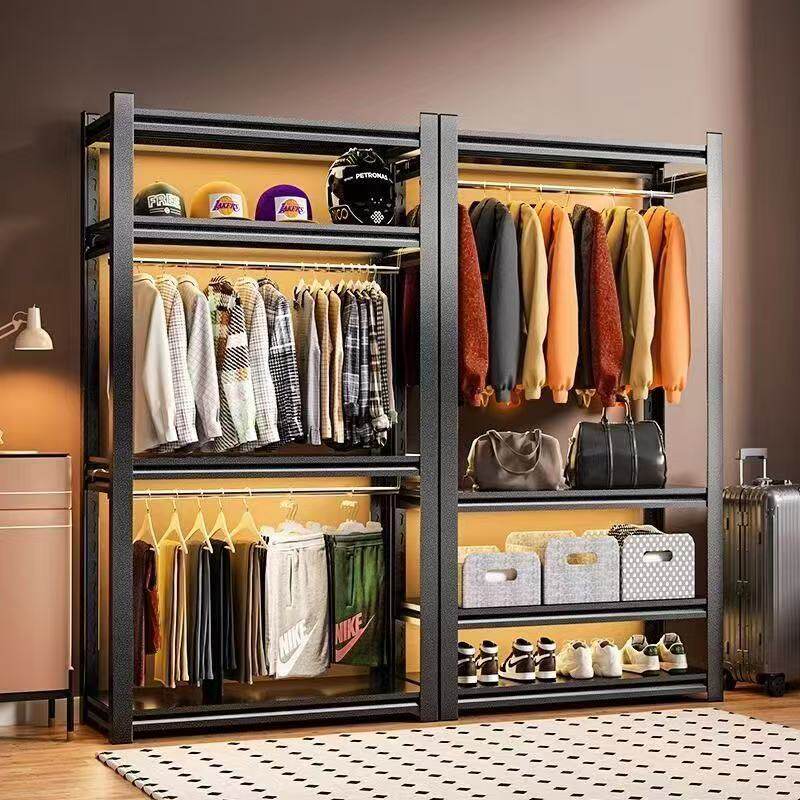 Clothes Rack for Bedroom Wardrobe, Coat Rack for Rental Apartment, Multi-Layer Floor-Standing Clothing Shelf, Universal Wardrobe, Thickened Home Storage