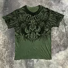 Urban Legend Distressed Graphic T-Shirt for Men, Large, Grunge Skull with Wings, New Fashion